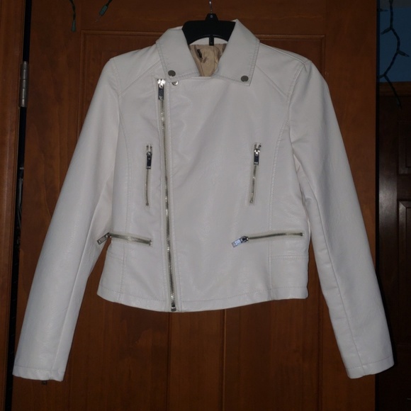 Jackets & Blazers - white leather jacket